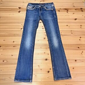 Grace in LA Jeans Womens 26 Bootcut Low Rise Rhinestone Embroidered Denim Jeans